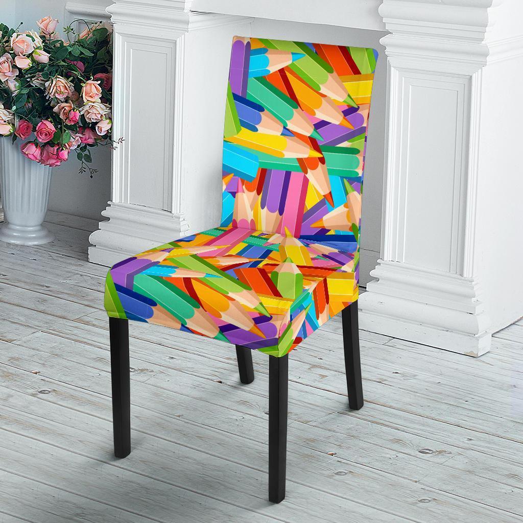 Pencil Colorful Pattern Print Chair Cover-grizzshop