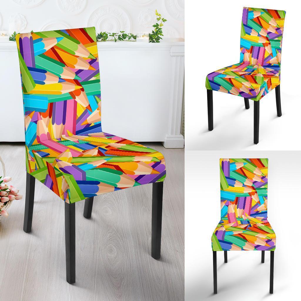 Pencil Colorful Pattern Print Chair Cover-grizzshop
