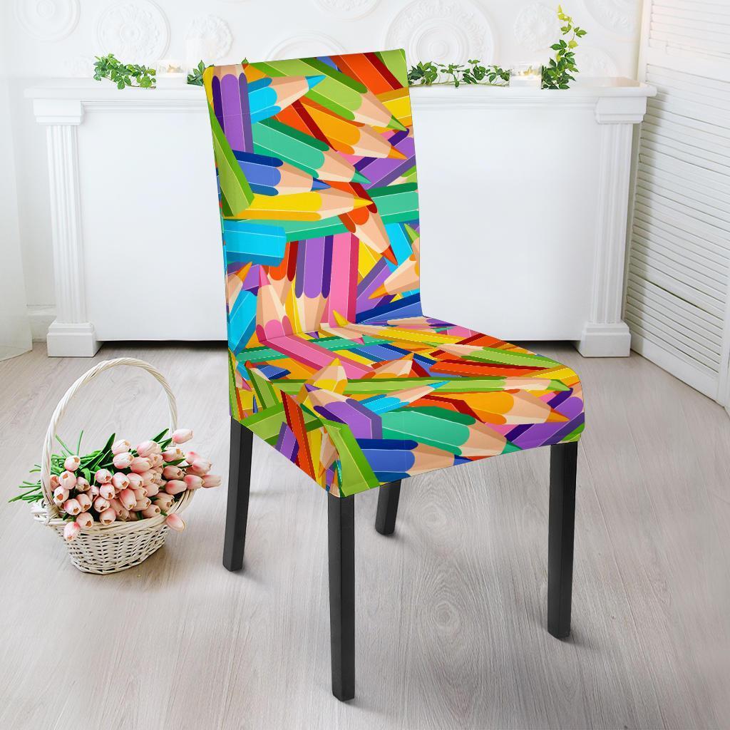 Pencil Colorful Pattern Print Chair Cover-grizzshop