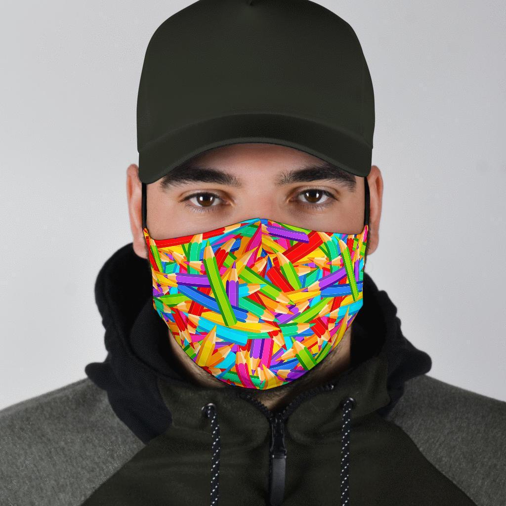 Pencil Colorful Pattern Print Face Mask-grizzshop