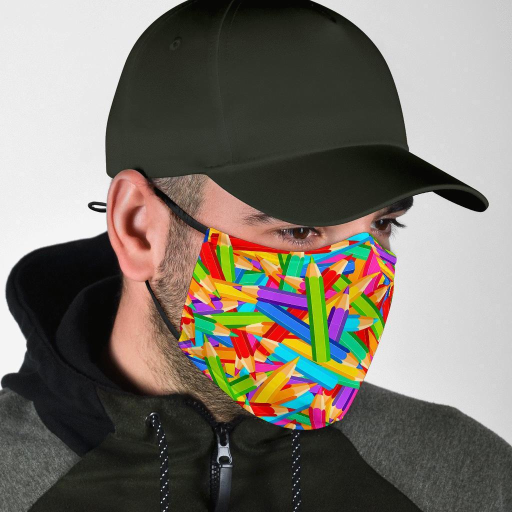 Pencil Colorful Pattern Print Face Mask-grizzshop