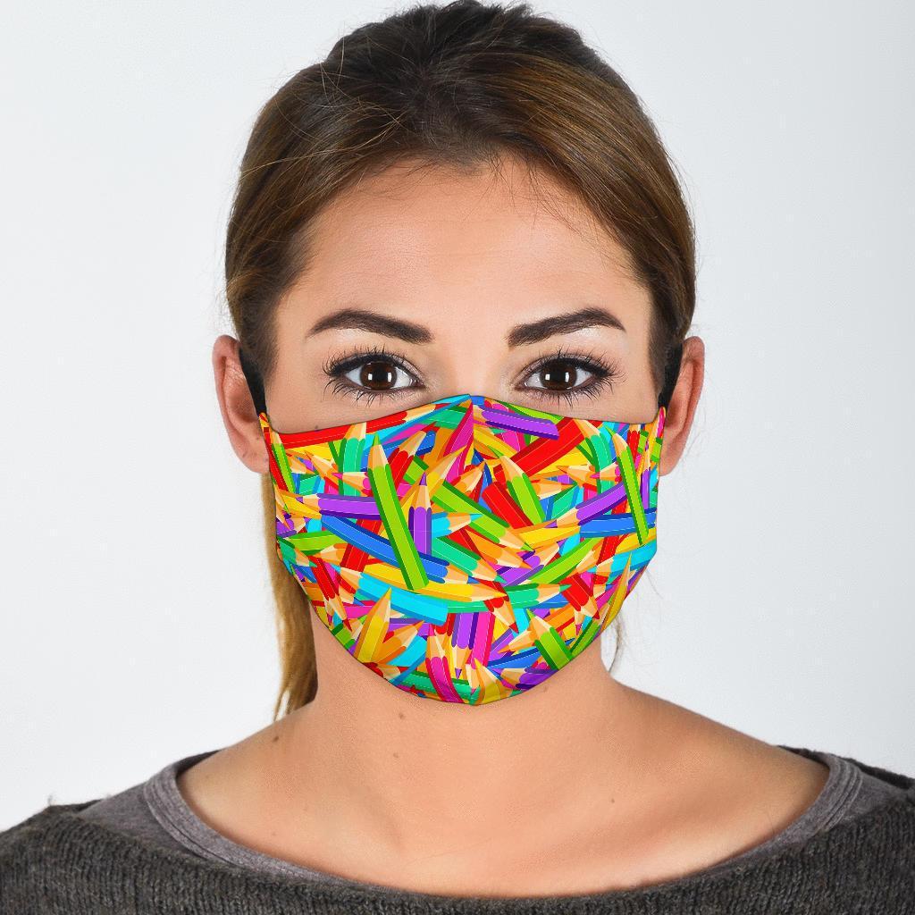 Pencil Colorful Pattern Print Face Mask-grizzshop