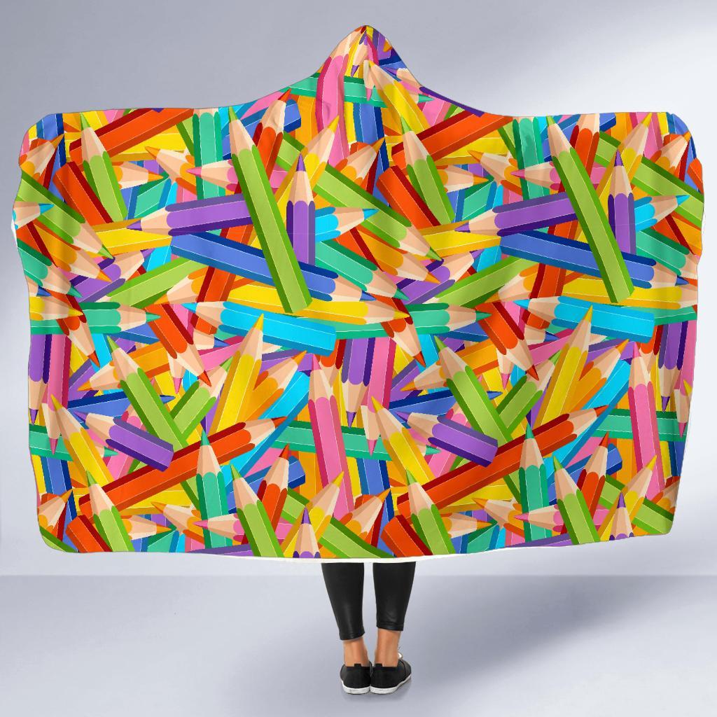 Pencil Colorful Pattern Print Hooded Blanket-grizzshop
