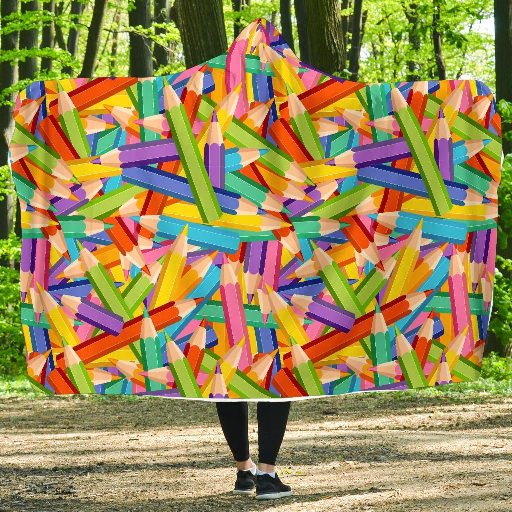Pencil Colorful Pattern Print Hooded Blanket-grizzshop