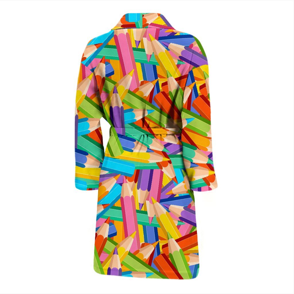 Pencil Colorful Pattern Print Men Long Robe-grizzshop