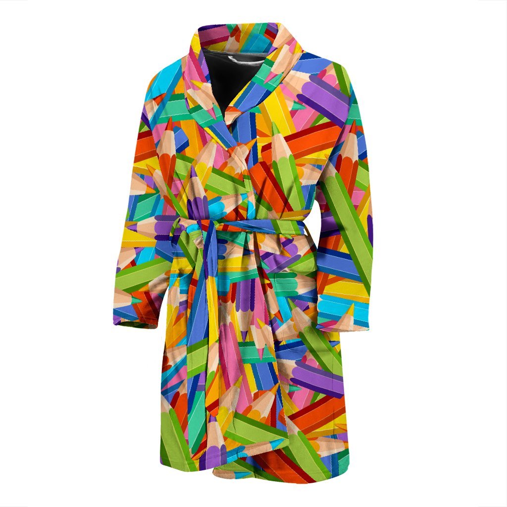 Pencil Colorful Pattern Print Men Long Robe-grizzshop