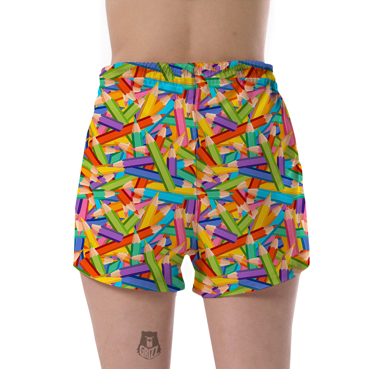 Pencil Colorful Pattern Print Women's Shorts-grizzshop