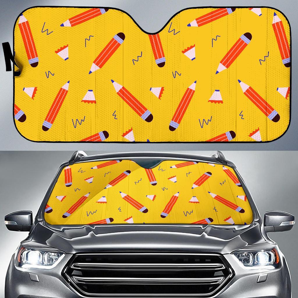 Pencil Pattern Print Car Sun Shade-grizzshop
