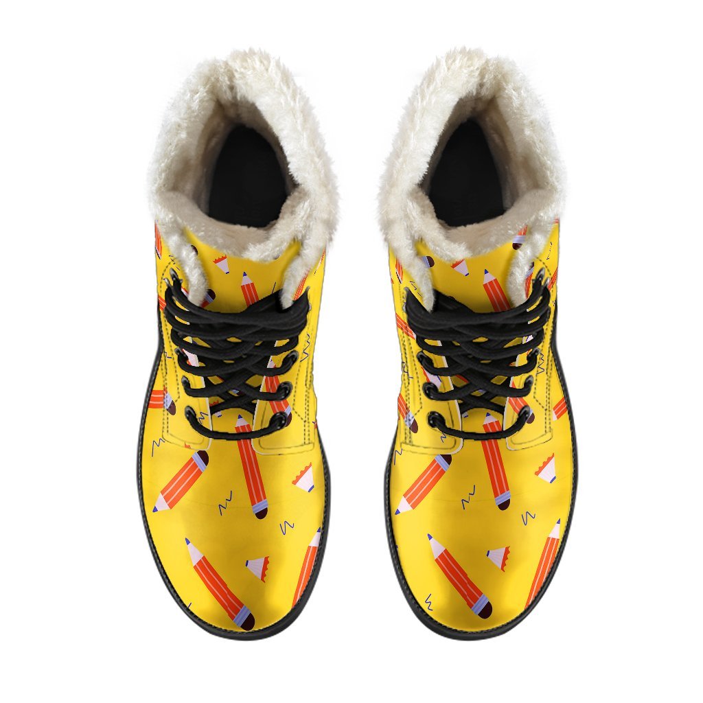 Pencil Pattern Print Comfy Winter Boots-grizzshop