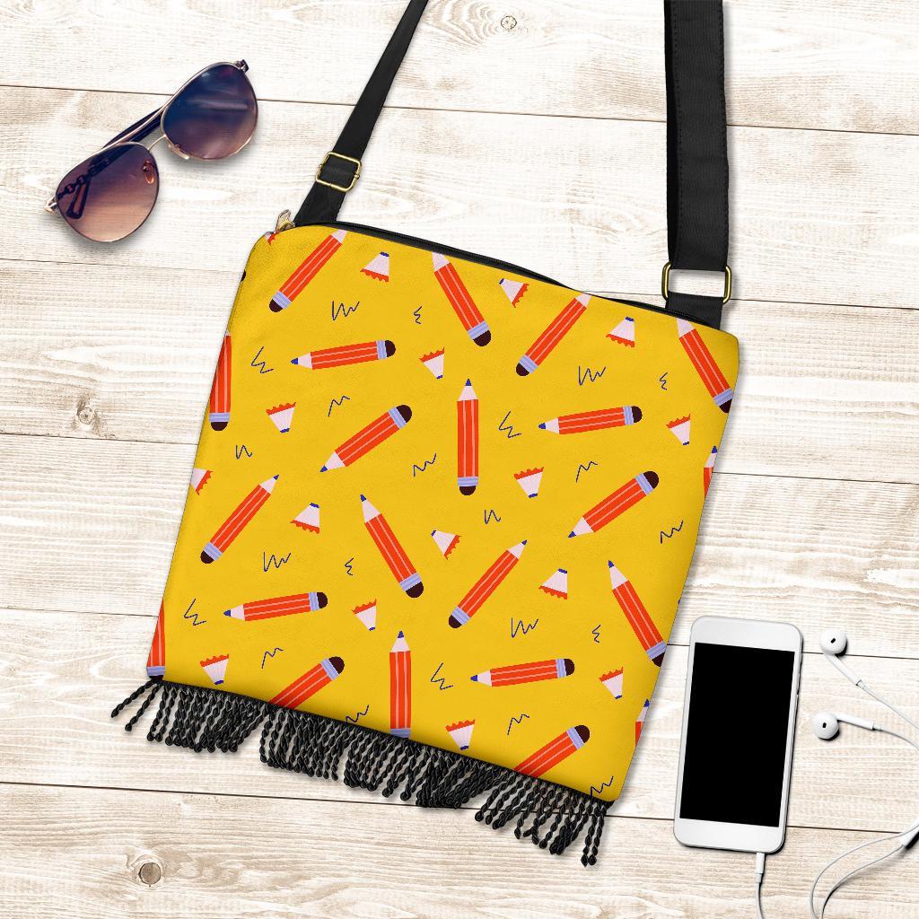 Pencil Pattern Print Crossbody Bags-grizzshop