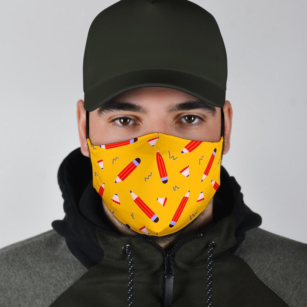 Pencil Pattern Print Face Mask-grizzshop