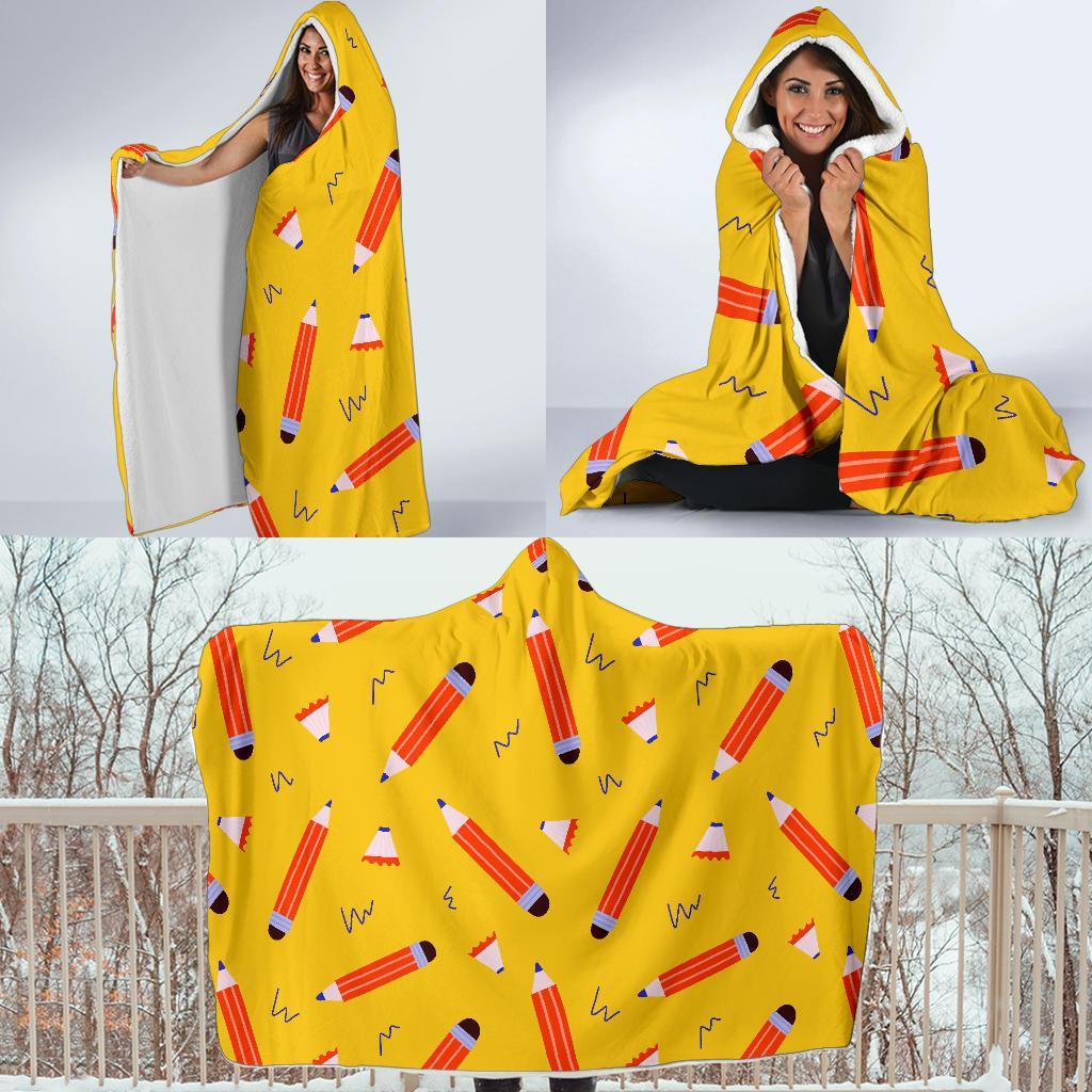 Pencil Pattern Print Hooded Blanket-grizzshop