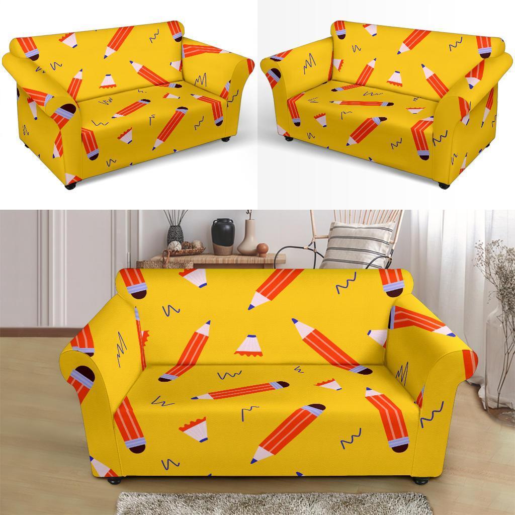 Pencil Pattern Print Loveseat Cover-grizzshop