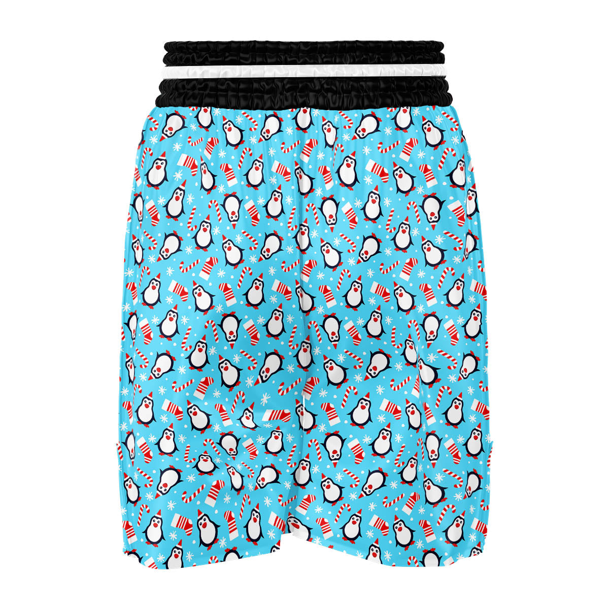 Penguin Christmas Santa Print Pattern Boxing Shorts-grizzshop