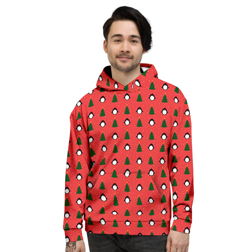 Penguin Christmas Snowy Print Pattern Men's Hoodie-grizzshop