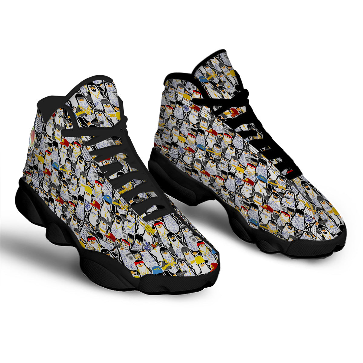 Penguin Criminal Print Pattern Black Basketball Shoes-grizzshop