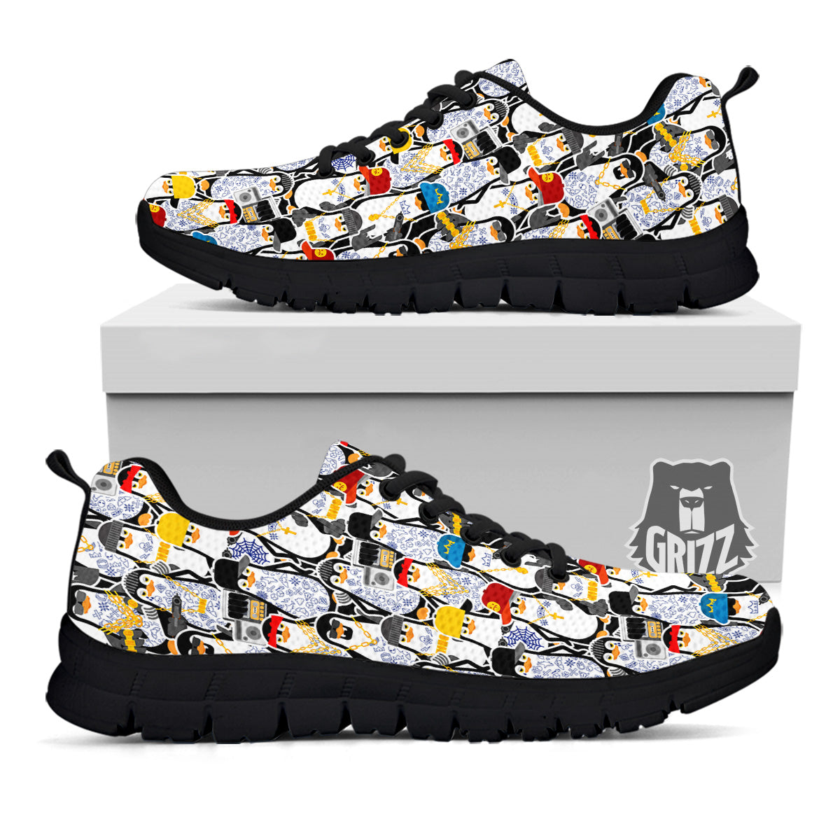 Penguin Criminal Print Pattern Black Sneaker-grizzshop