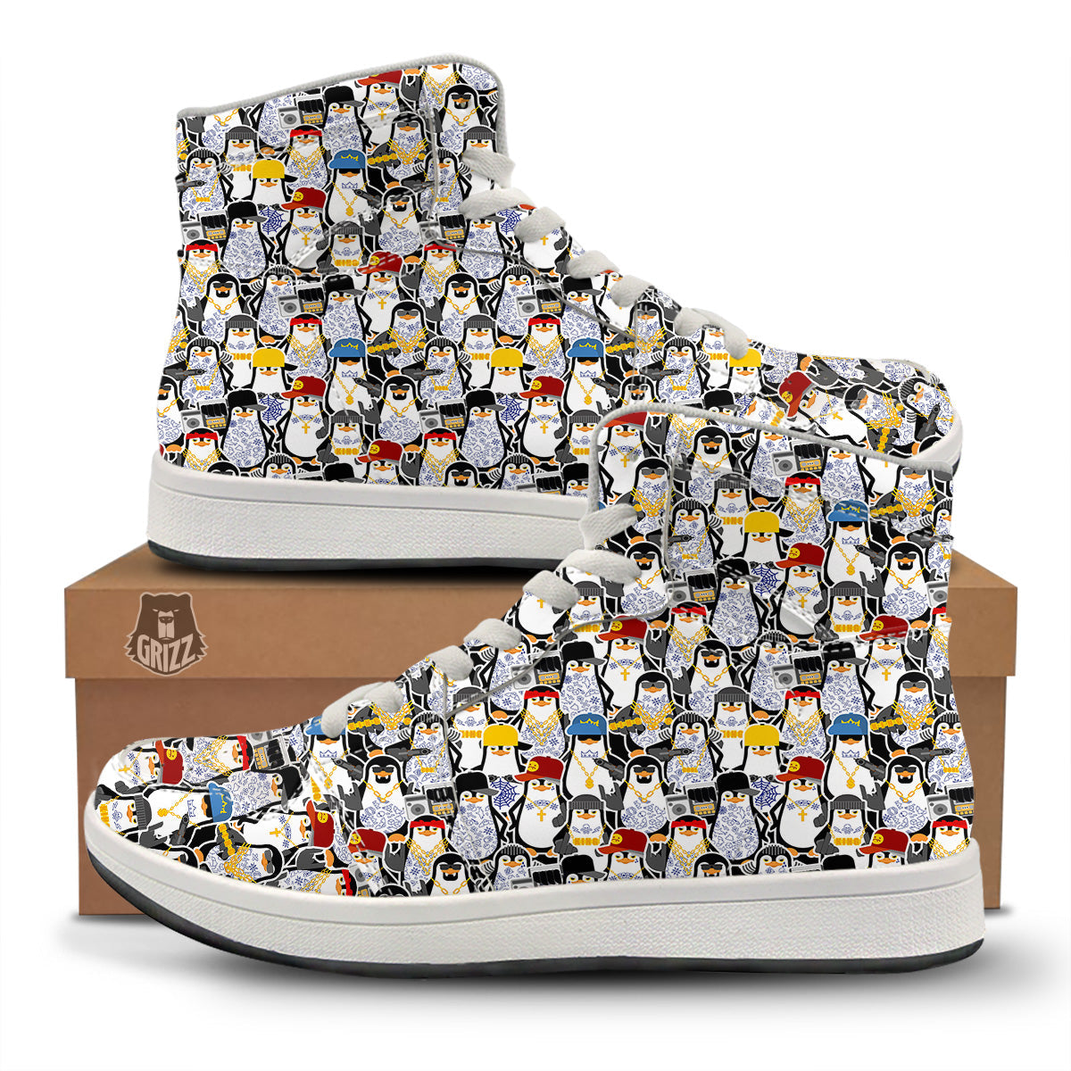 Penguin Criminal Print Pattern High Top Sneakers-grizzshop