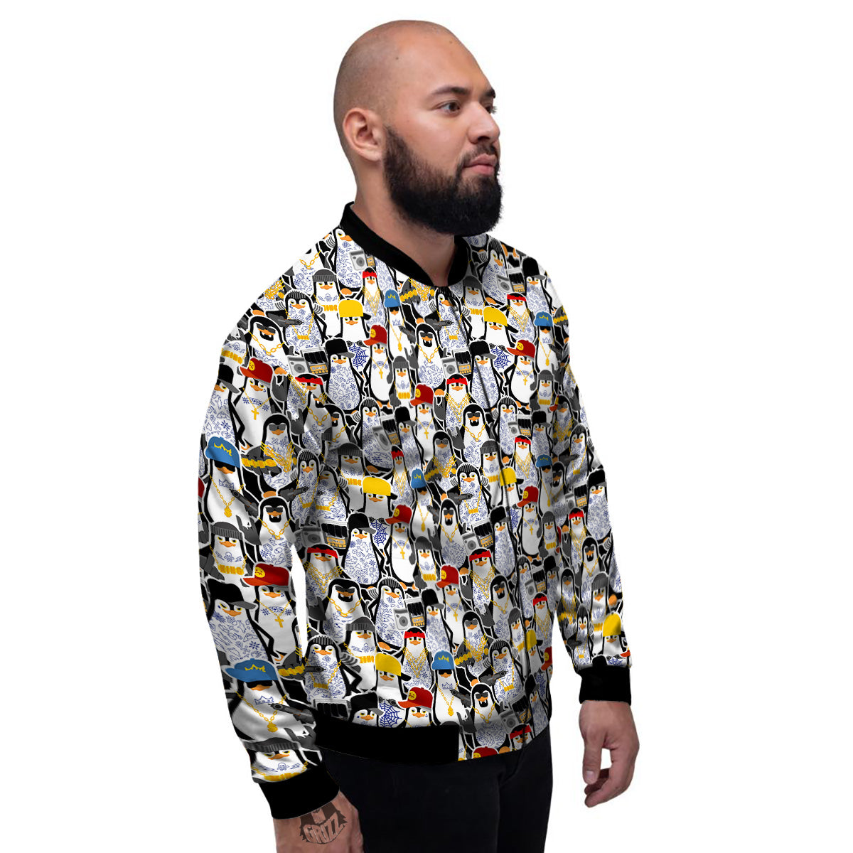 Penguin Criminal Print Pattern Men's Bomber Jacket-grizzshop