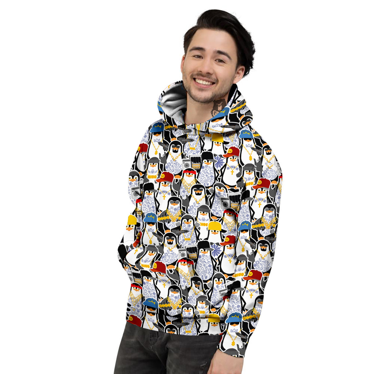 Penguin Criminal Print Pattern Men's Hoodie-grizzshop