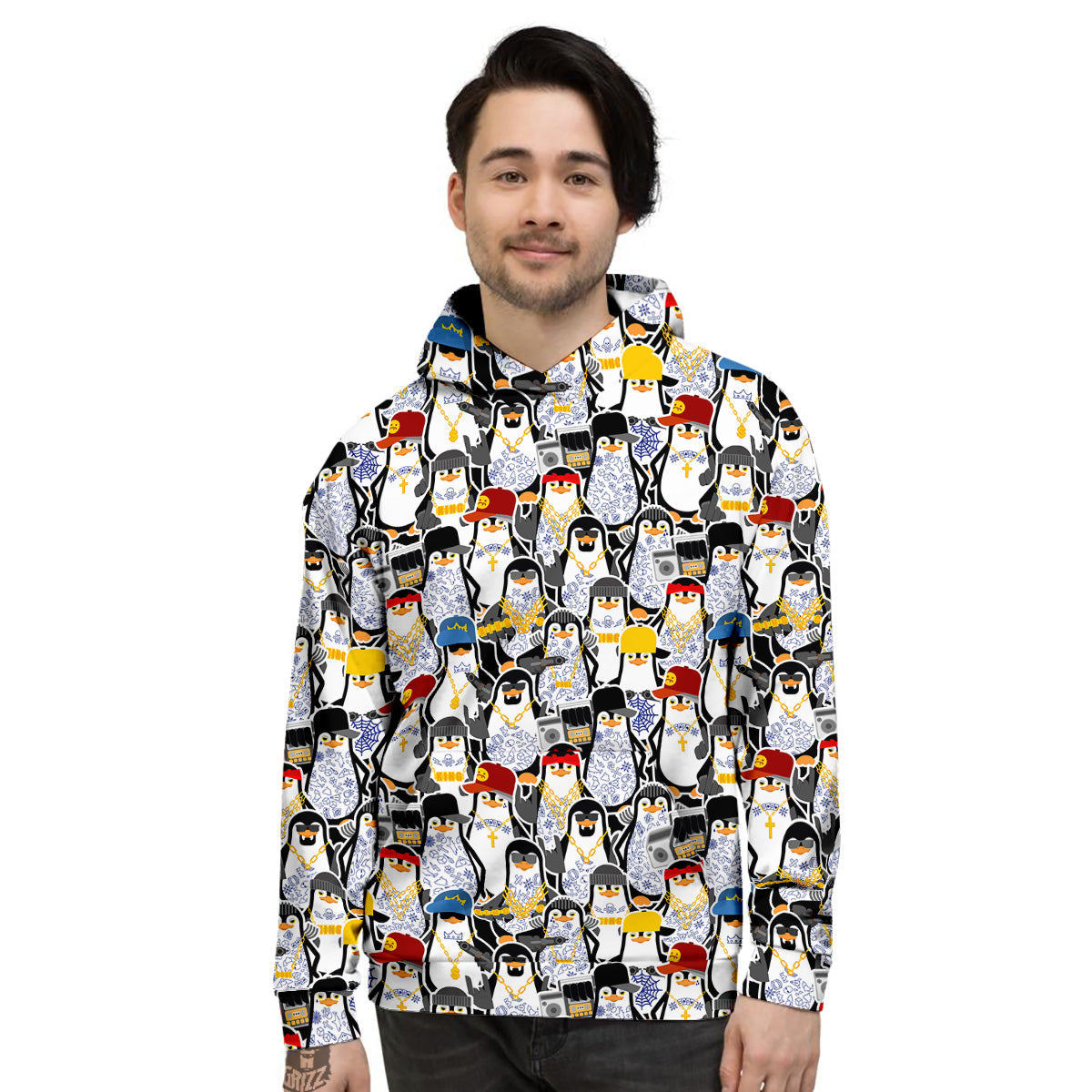 Penguin Criminal Print Pattern Men's Hoodie-grizzshop