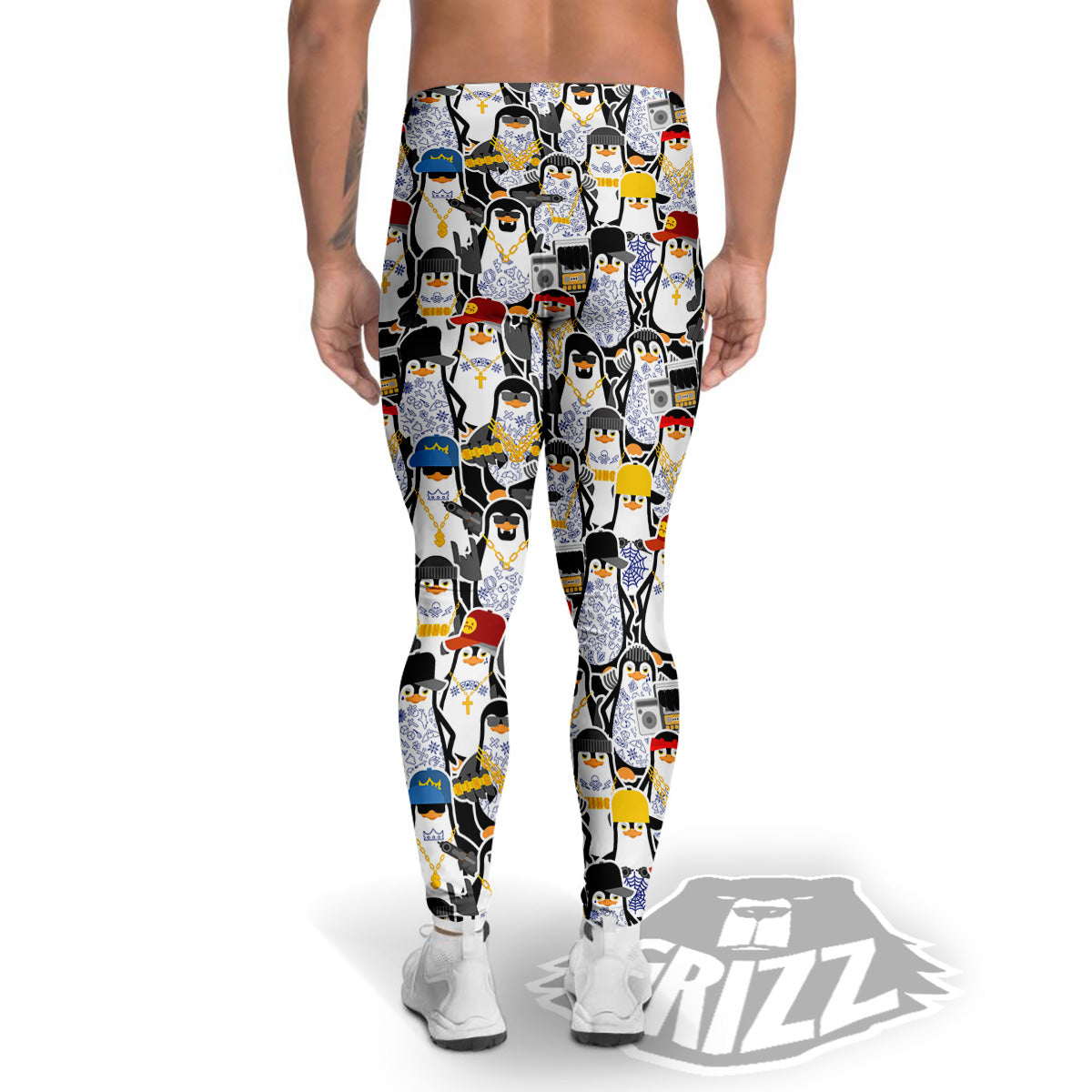 Penguin Criminal Print Pattern Men's Leggings-grizzshop