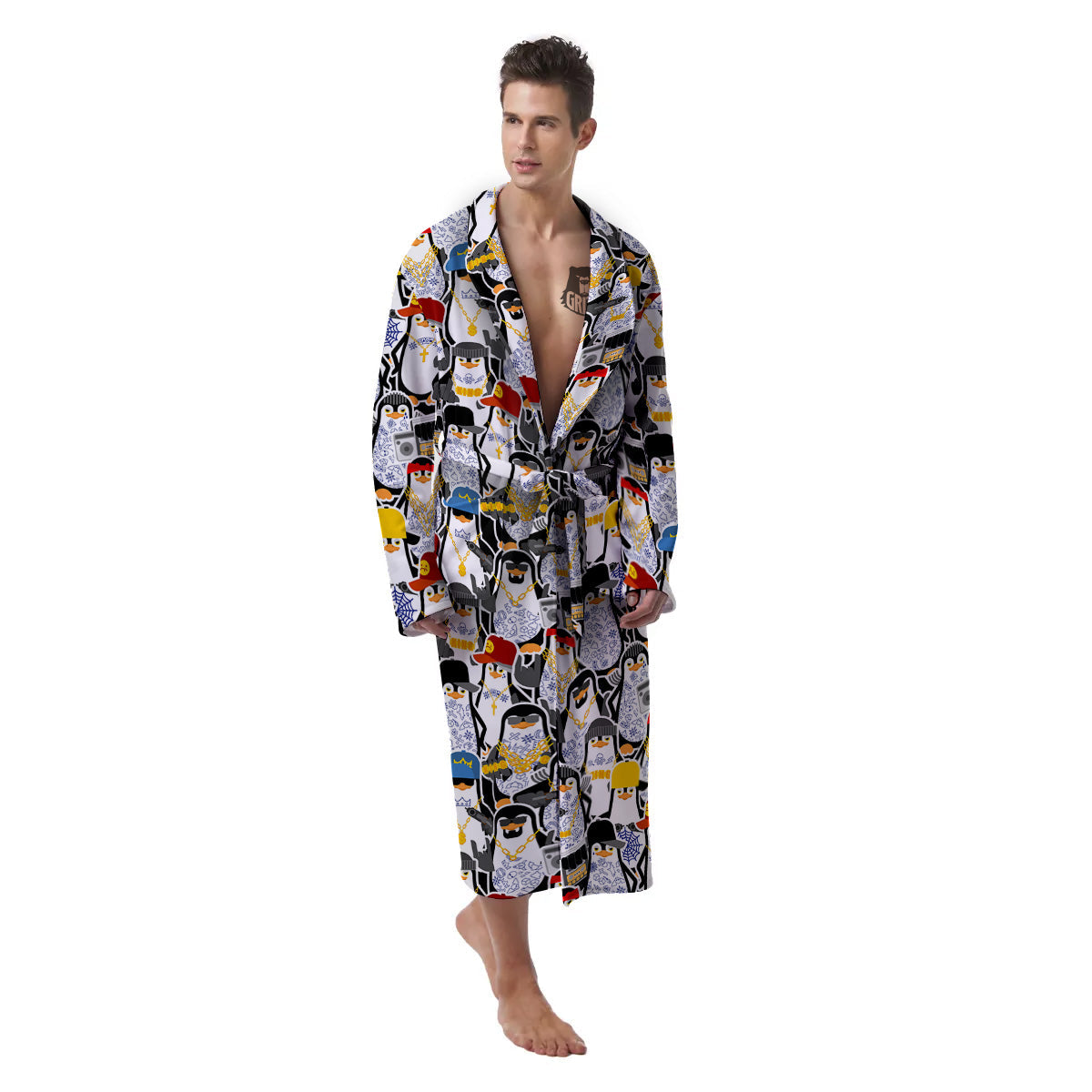 Penguin Criminal Print Pattern Men's Robe-grizzshop