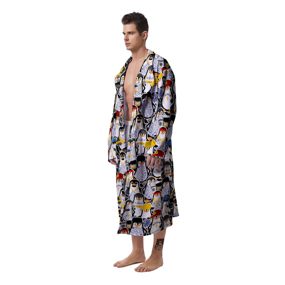 Penguin Criminal Print Pattern Men's Robe-grizzshop
