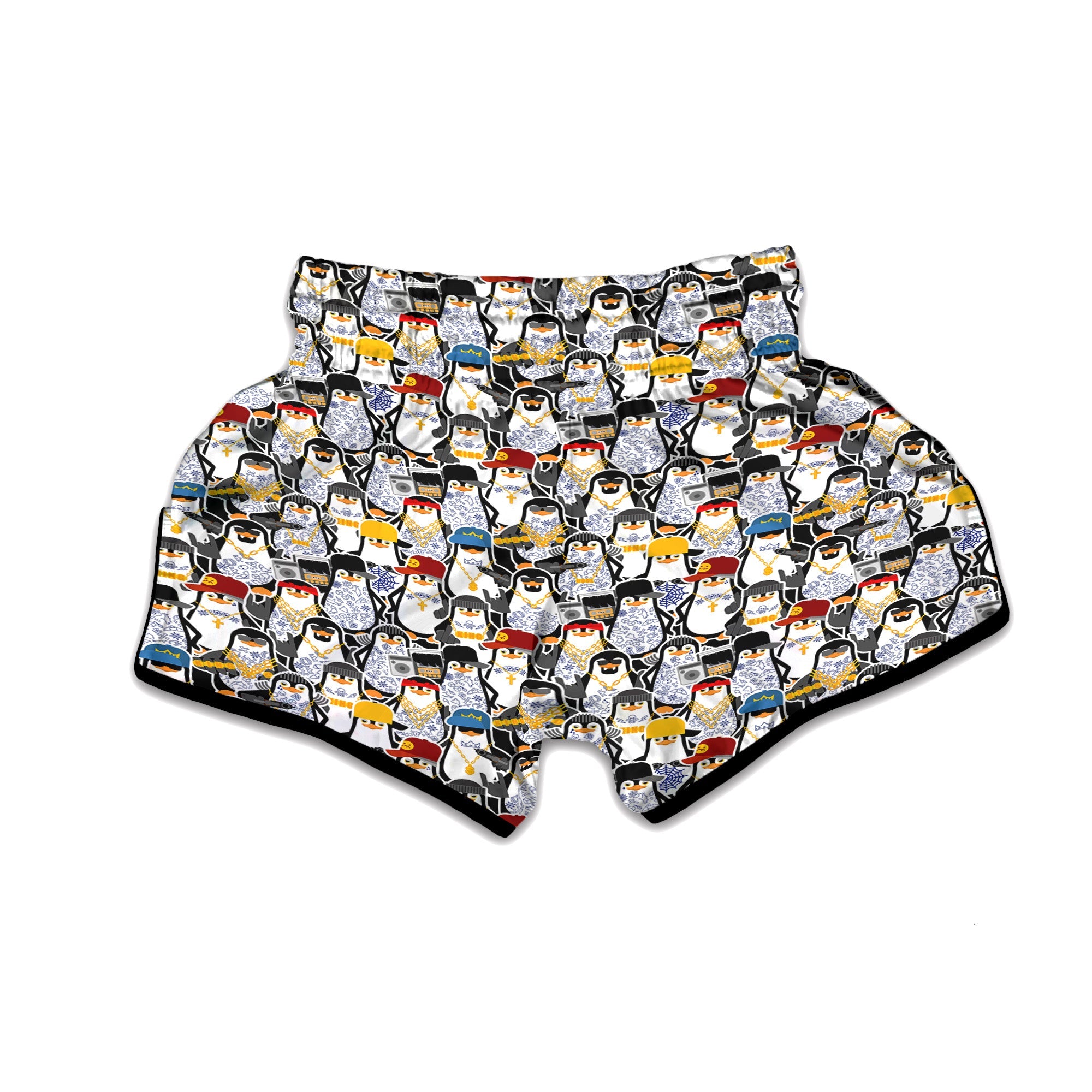 Penguin Criminal Print Pattern Muay Thai Boxing Shorts-grizzshop