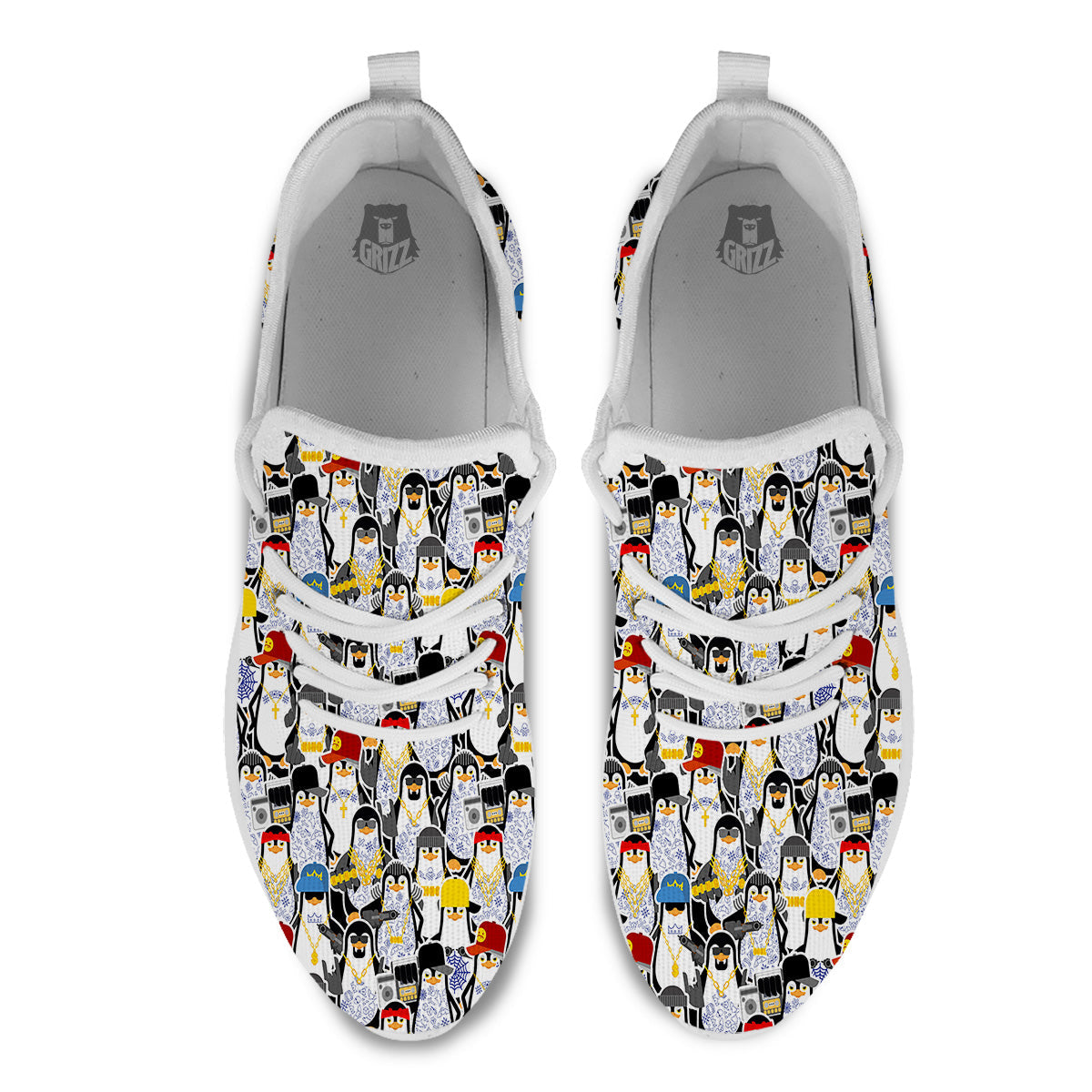 Penguin Criminal Print Pattern White Athletic Shoes-grizzshop
