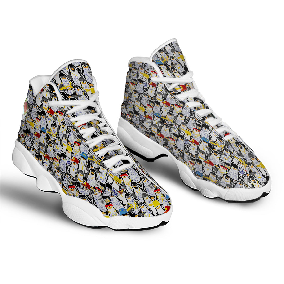 Penguin Criminal Print Pattern White Basketball Shoes-grizzshop