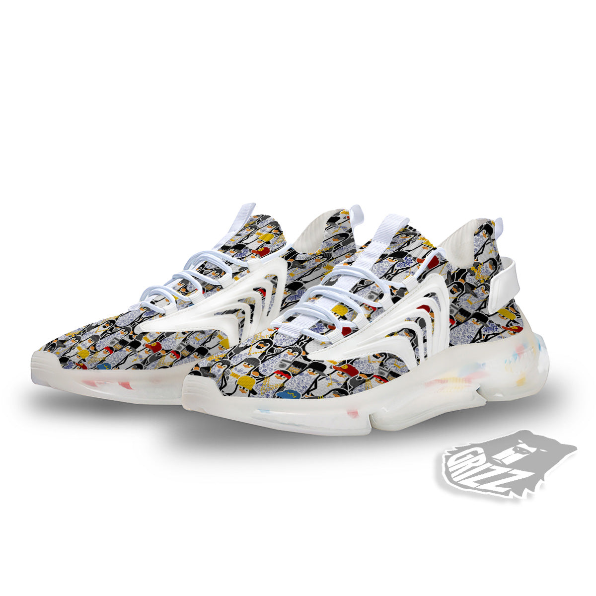 Penguin Criminal Print Pattern White Gym Shoes-grizzshop