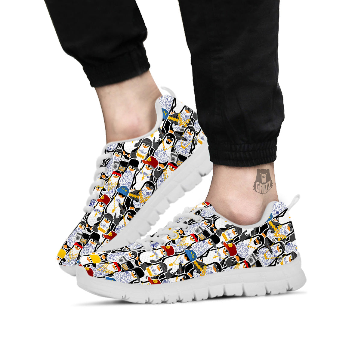 Penguin Criminal Print Pattern White Sneaker-grizzshop