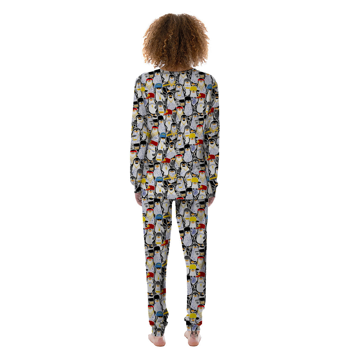 Penguin Criminal Print Pattern Women's Pajamas-grizzshop