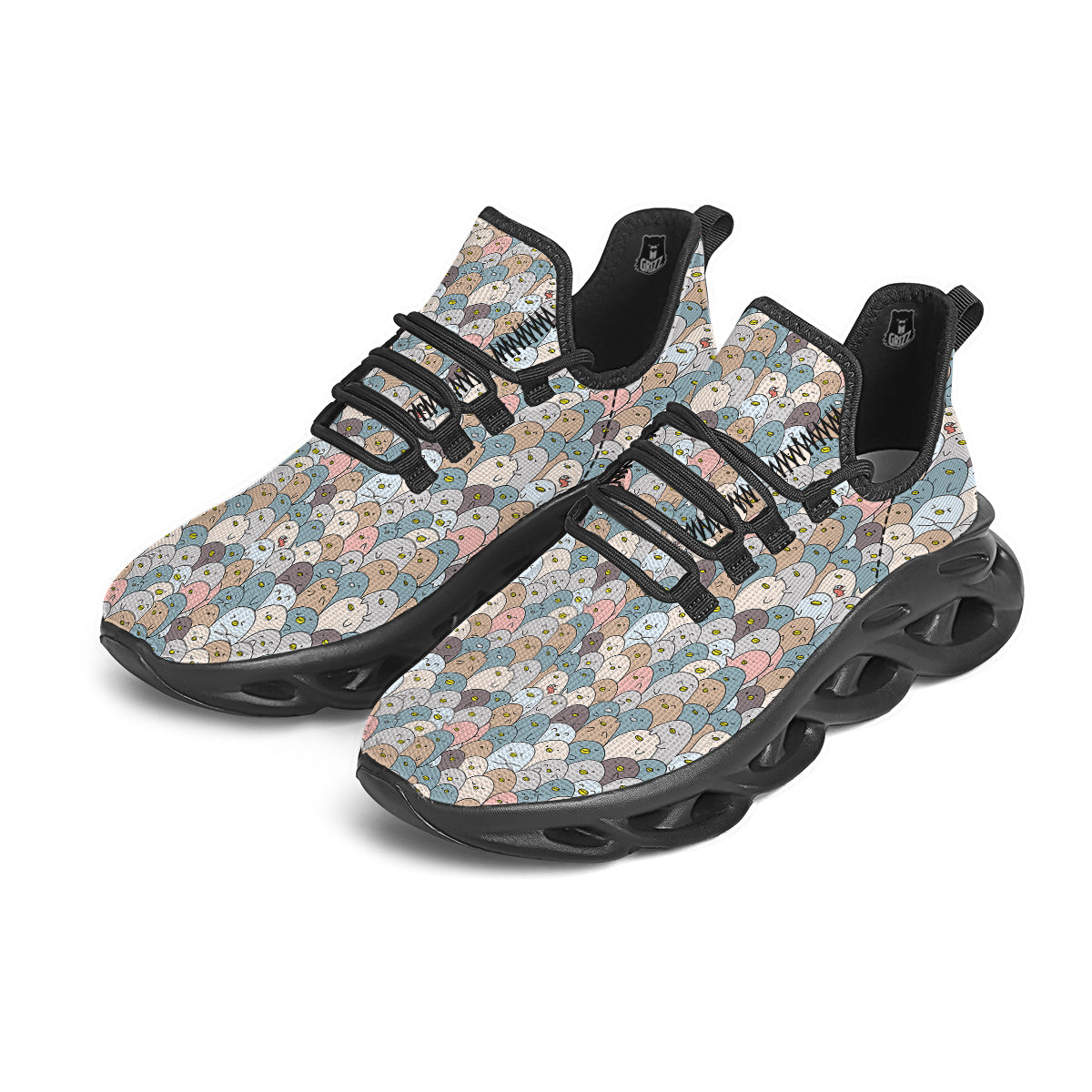 Penguin Cute Colorful Print Pattern Black Running Shoes-grizzshop
