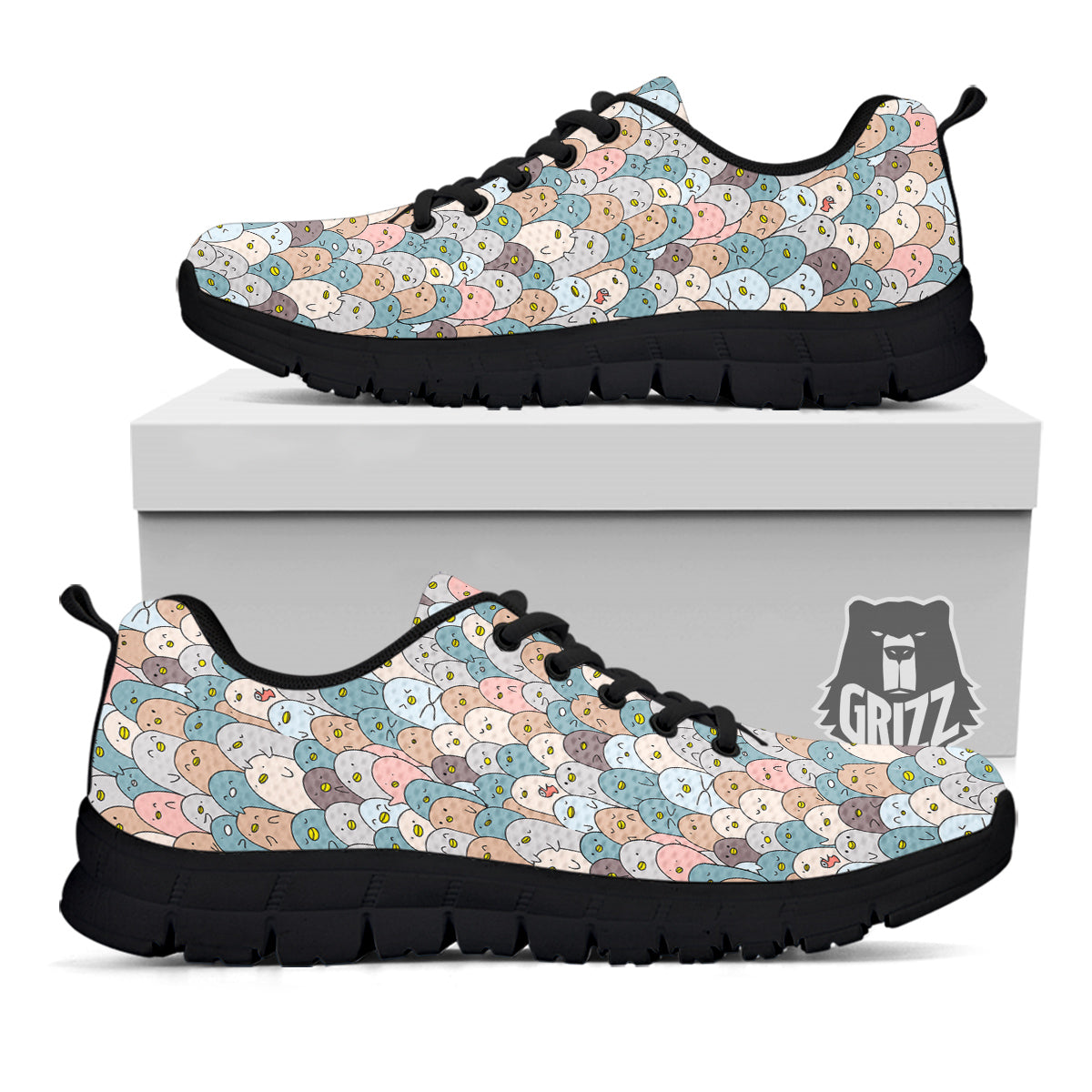 Penguin Cute Colorful Print Pattern Black Sneaker-grizzshop