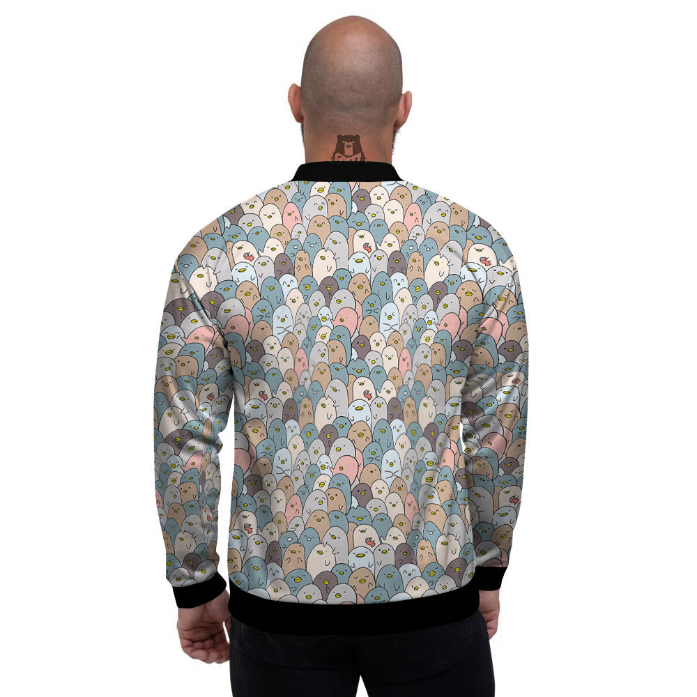 Penguin Cute Colorful Print Pattern Men's Bomber Jacket-grizzshop