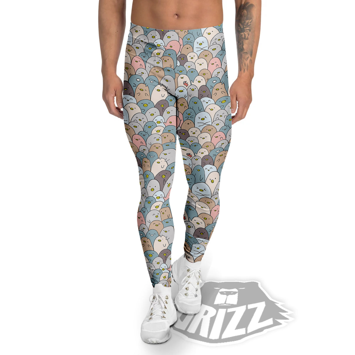 Penguin Cute Colorful Print Pattern Men's Leggings-grizzshop