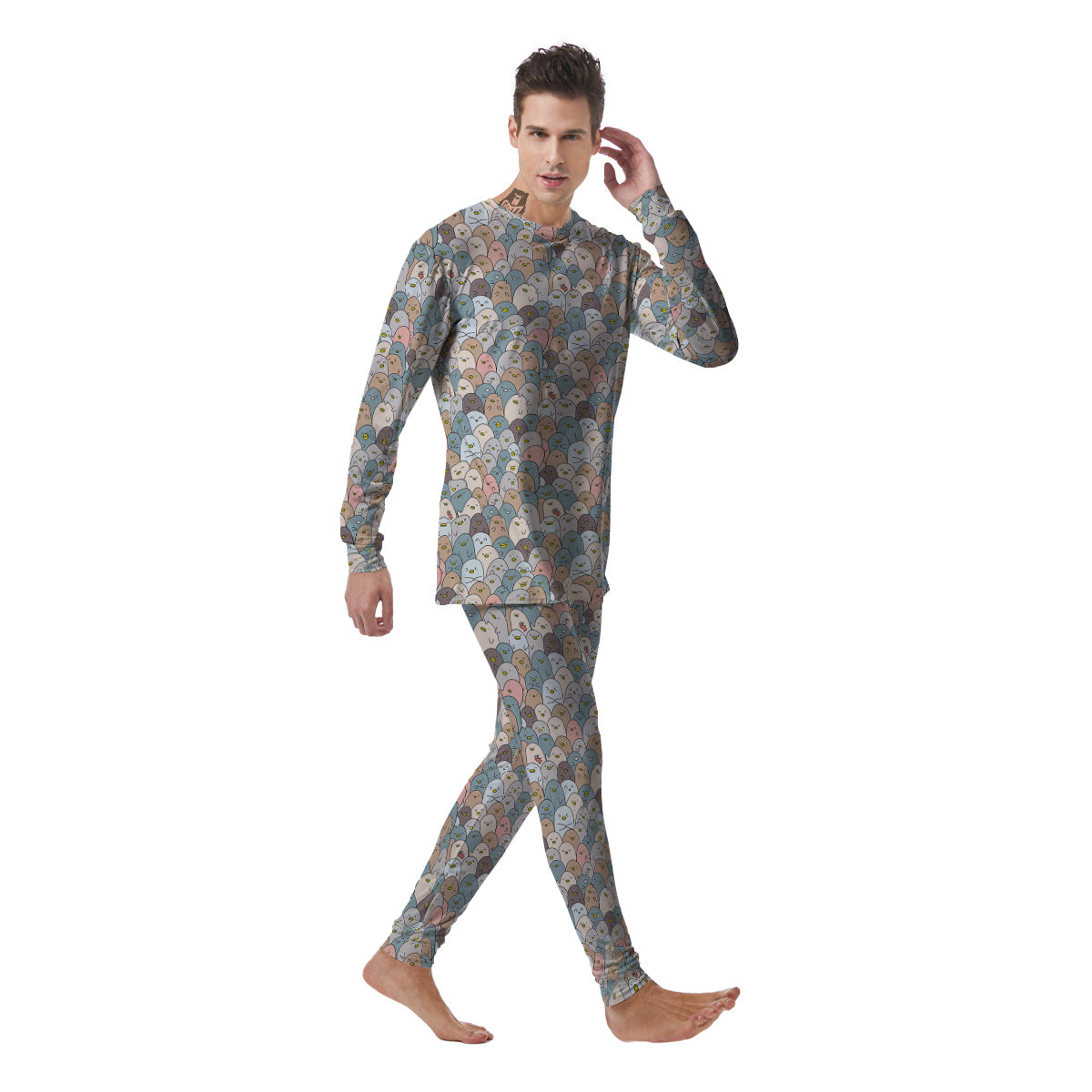 Penguin Cute Colorful Print Pattern Men's Pajamas-grizzshop