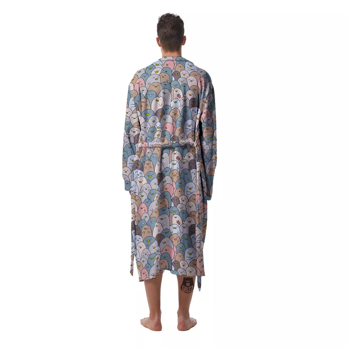Penguin Cute Colorful Print Pattern Men's Robe-grizzshop