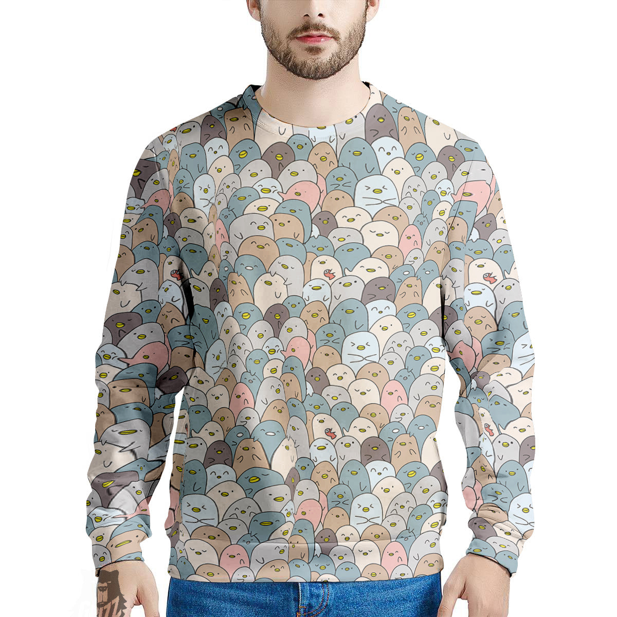 Penguin Cute Colorful Print Pattern Men's Sweatshirt-grizzshop
