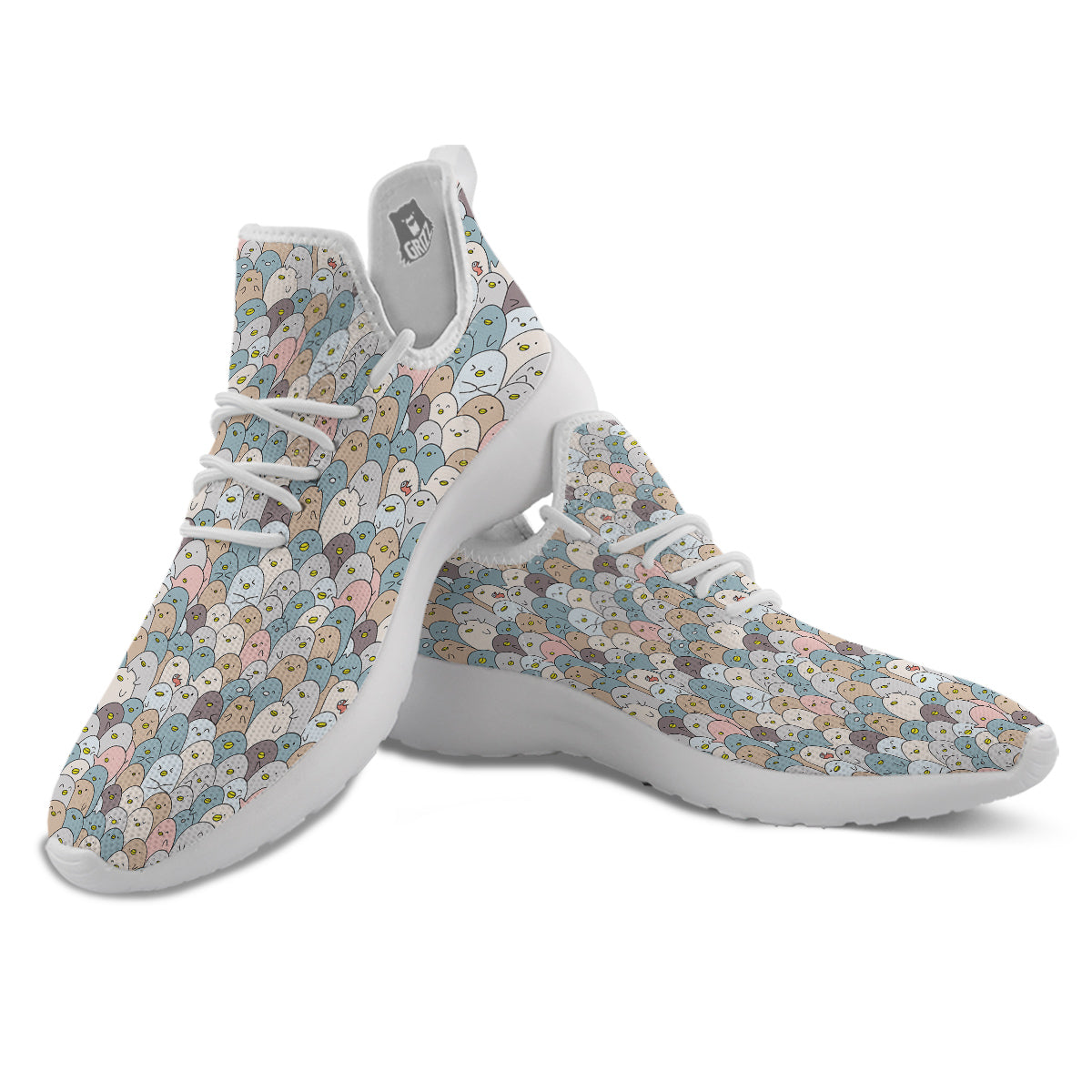 Penguin Cute Colorful Print Pattern White Athletic Shoes-grizzshop