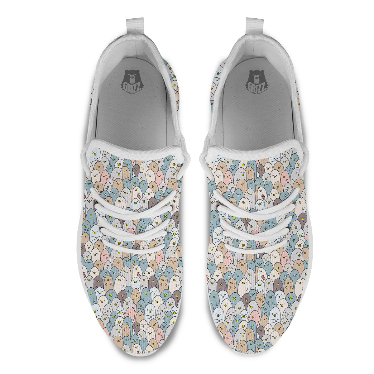 Penguin Cute Colorful Print Pattern White Athletic Shoes-grizzshop