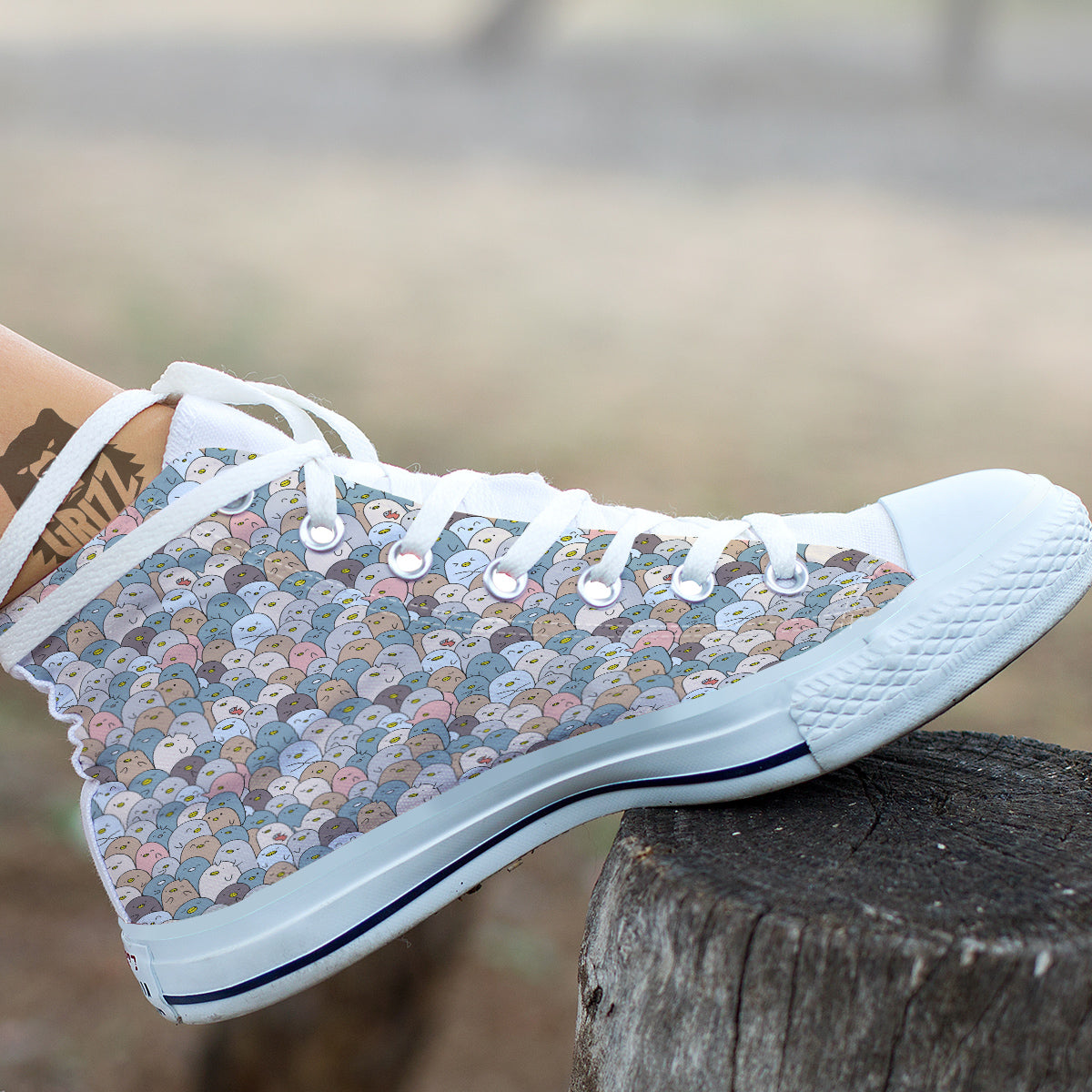 Penguin Cute Colorful Print Pattern White High Top Shoes-grizzshop