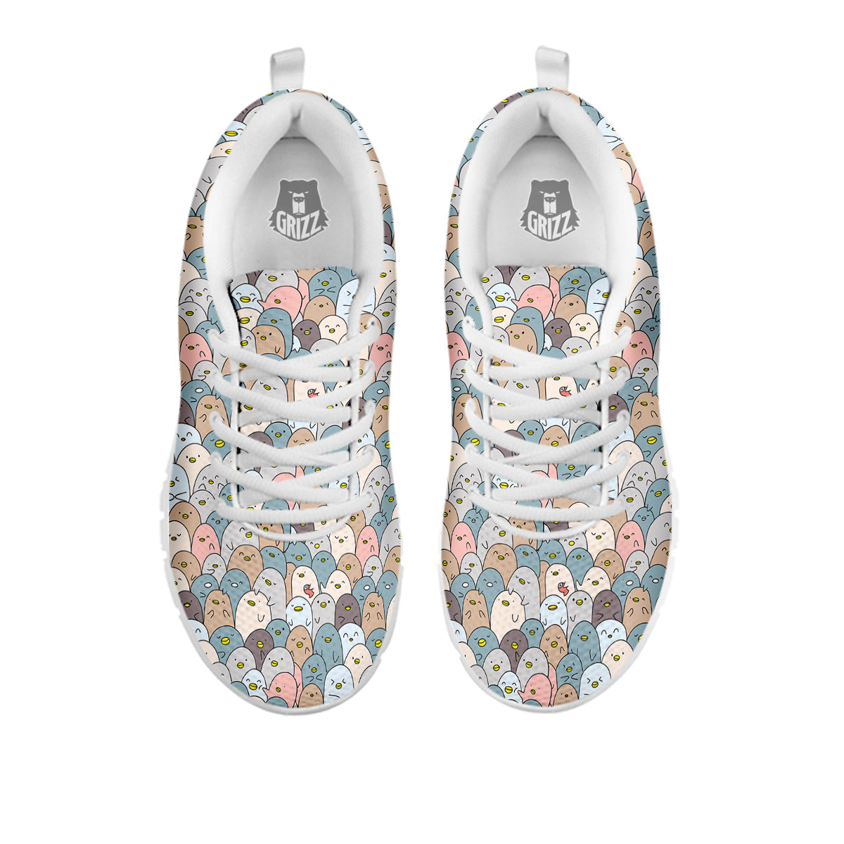 Penguin Cute Colorful Print Pattern White Sneaker-grizzshop