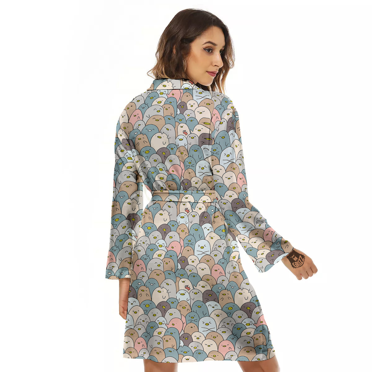 Penguin Cute Colorful Print Pattern Women's Robe-grizzshop
