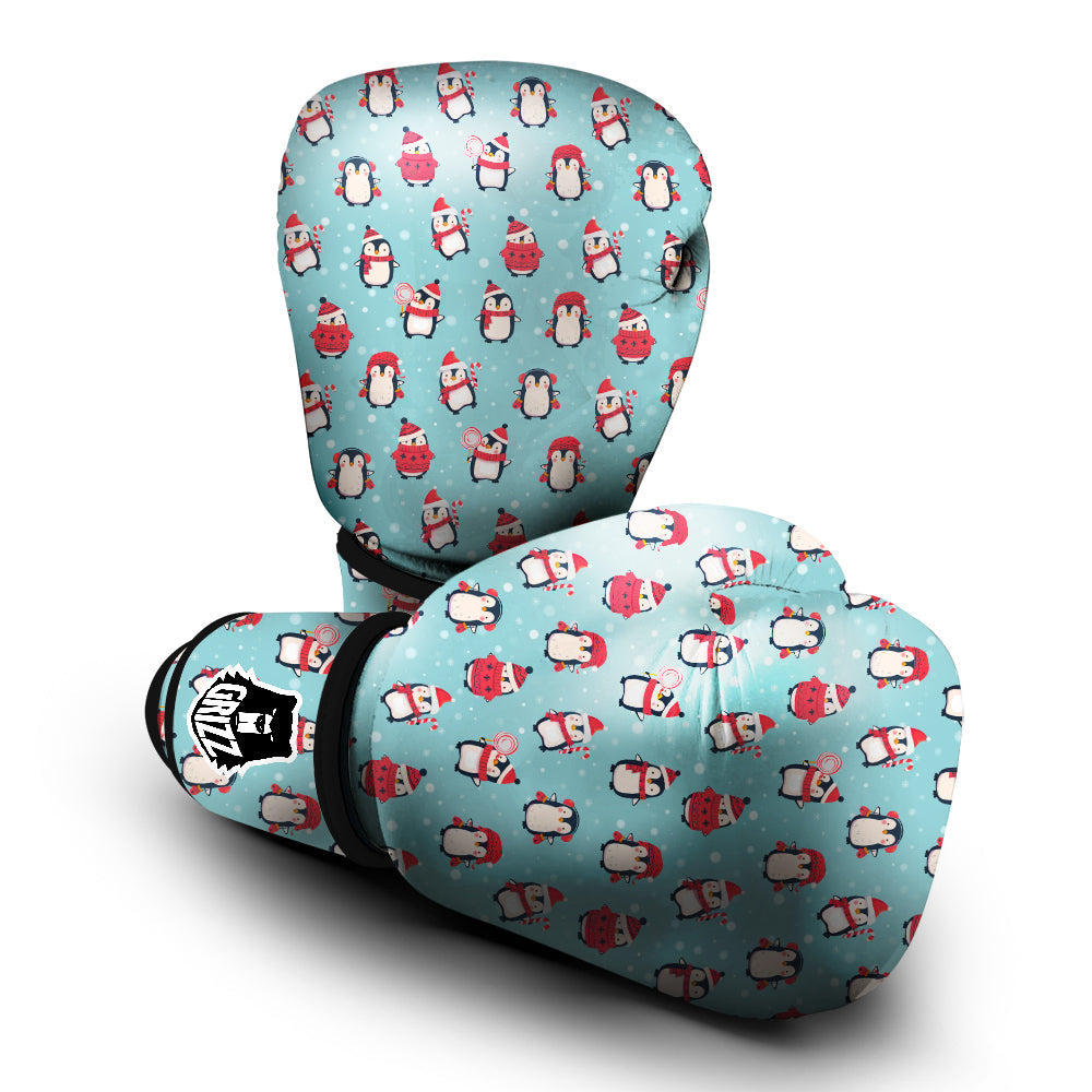 Penguin Cute Snowy Print Pattern Boxing Gloves-grizzshop