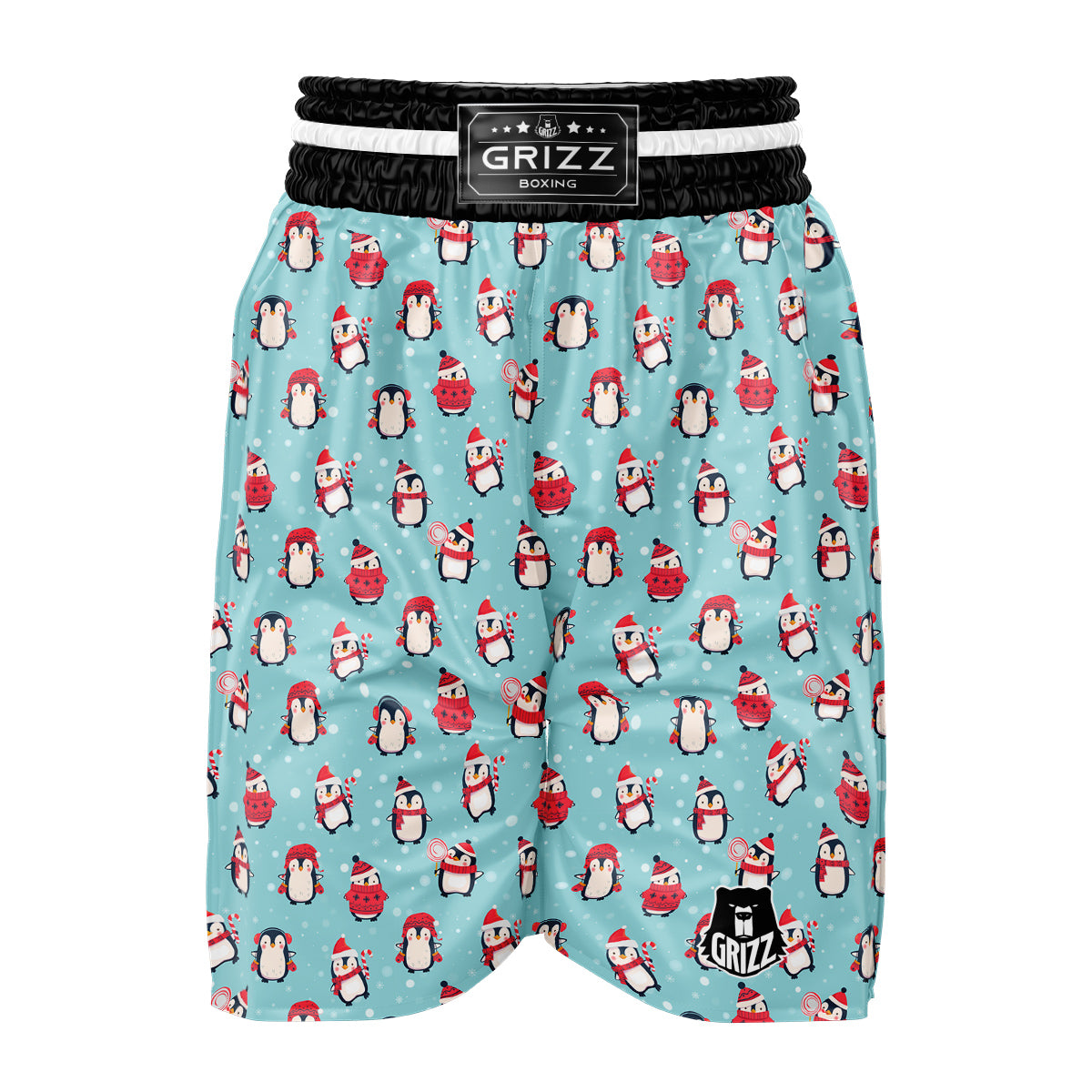 Penguin Cute Snowy Print Pattern Boxing Shorts-grizzshop