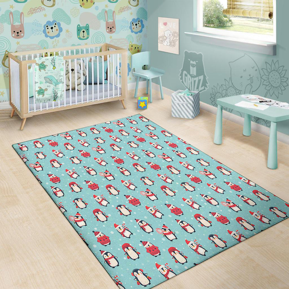 Penguin Cute Snowy Print Pattern Floor Mat-grizzshop