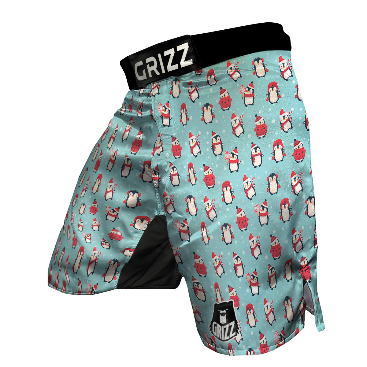 Penguin Cute Snowy Print Pattern MMA Shorts-grizzshop